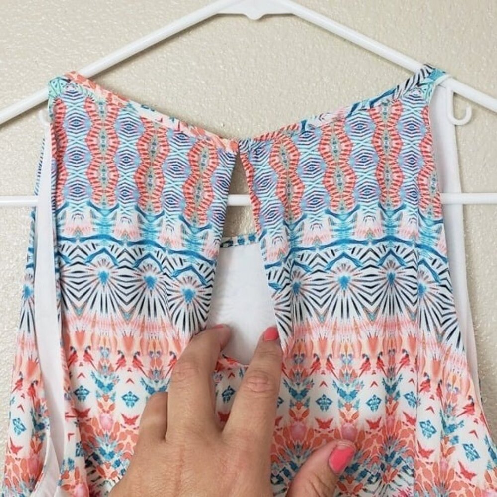 St. Tropez West XL Top Sleeveless Keyhole Back COLORFUL Beach Vacation - Picture 6 of 9